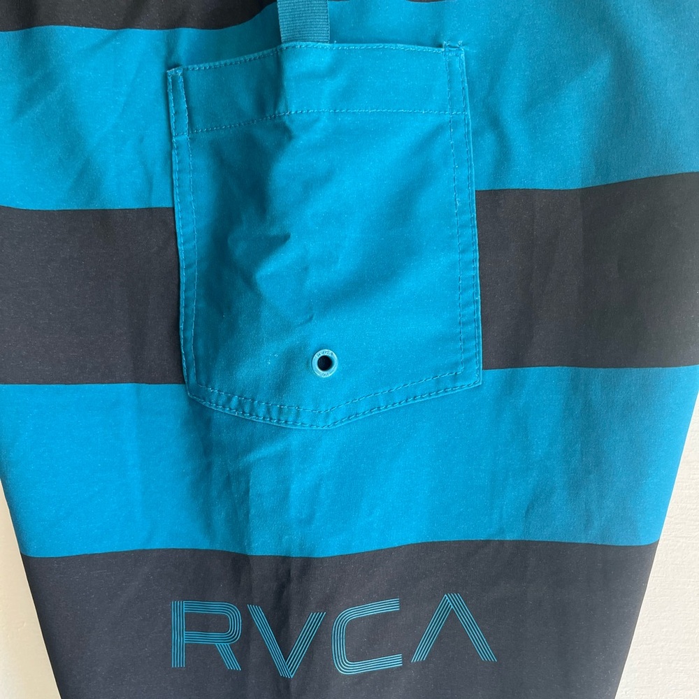 RVCA Blue and Black Board Shorts with Bold Stripes mens 34 - Picture 4 of 12